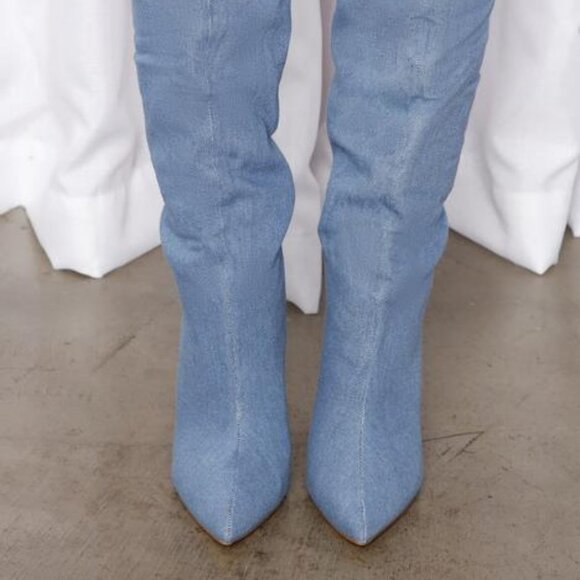 Cool Girl Club Knee High Boots - Denim  ( BRAND NEW !!! ) - Picture 5 of 8